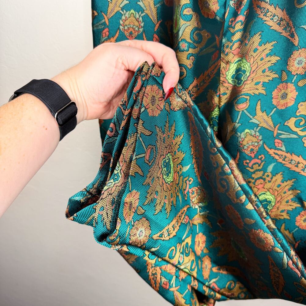 Anthropologie Maeve Melyssa Jacquard Jade Gold Metallic Paisley Trouser Pants XS - Picture 11 of 16